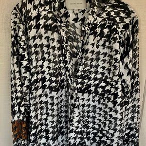 BROCHU WALKER "The Mayes" Wrap Houndstooth Blouse